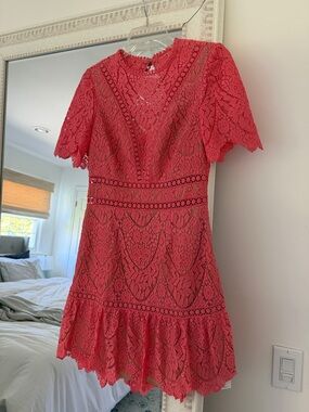 SAYLOR Darian Crochet lace cut out back dress